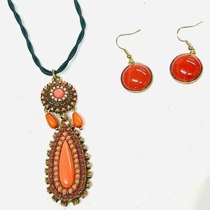 Victoria Leland Designs Elegant Red and Orange bohemian  Jewelry Set
